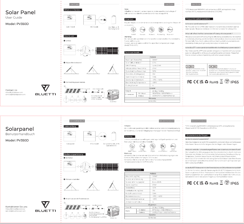 Page 1 de la notice Manuel utilisateur Bluetti PV350D