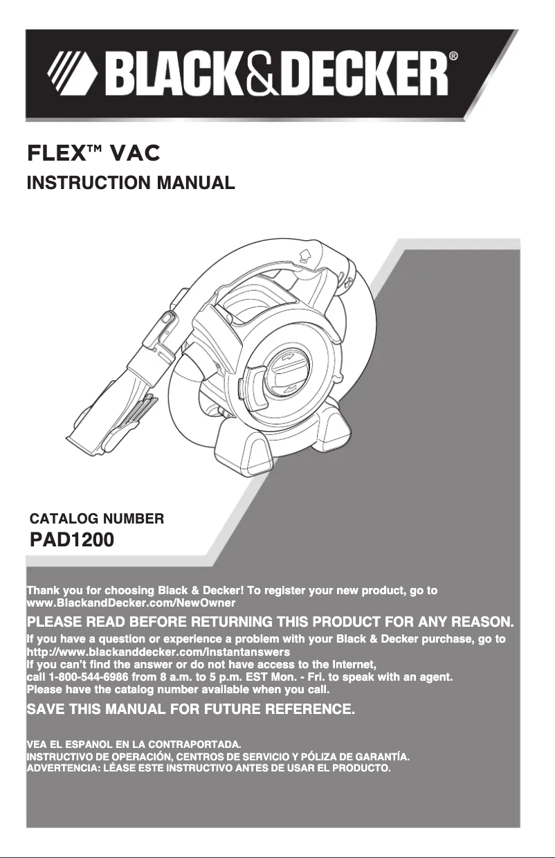 Page 1 de la notice Manuel utilisateur Black & Decker AV1250LA