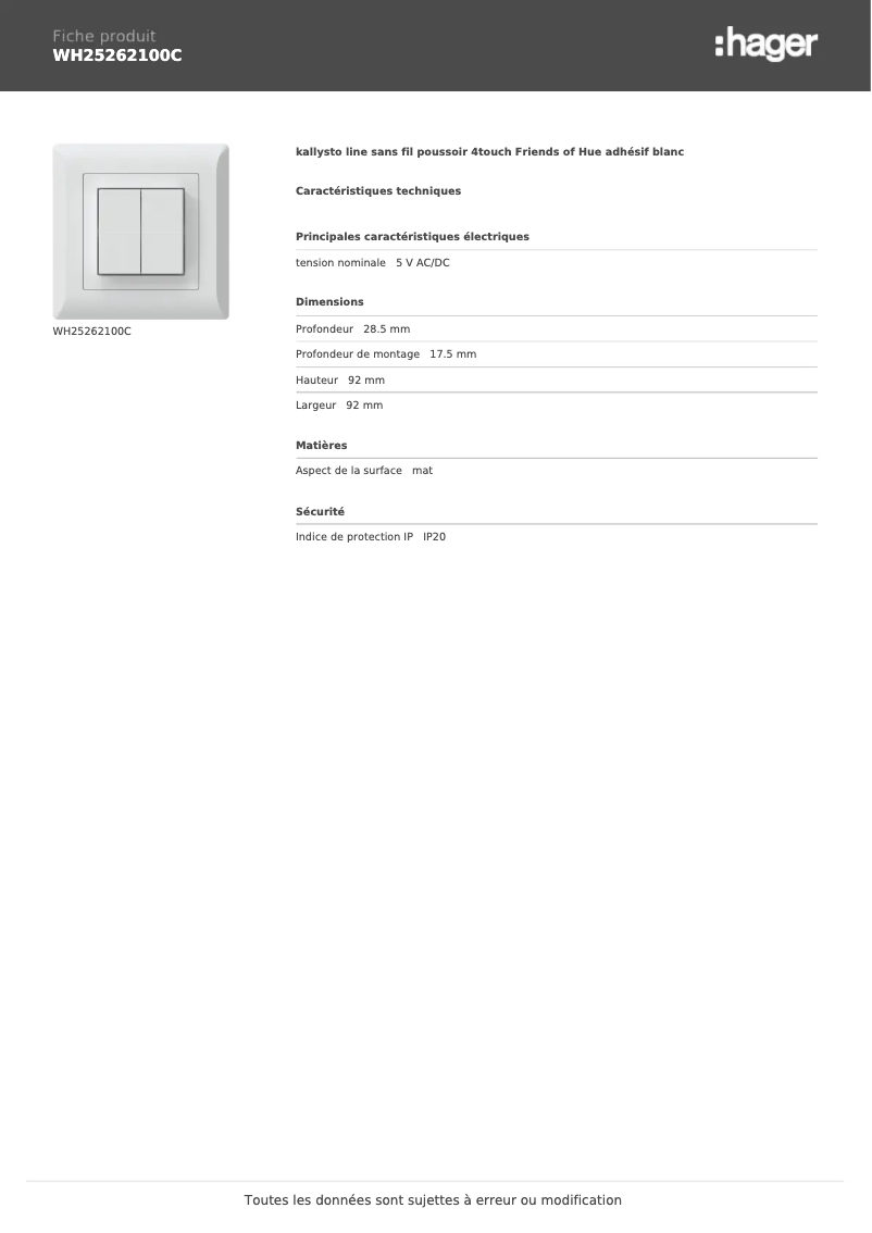 Image de la première page du manuel de l'appareil WH25262100C