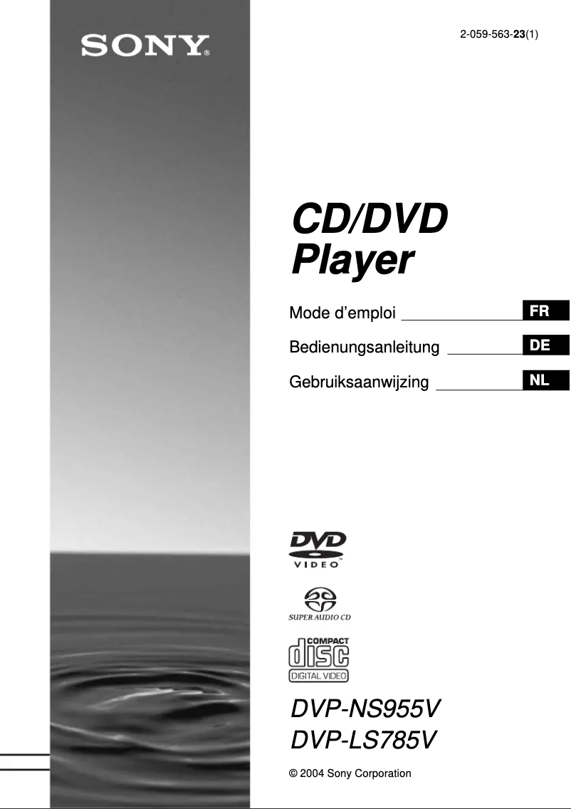 Page n°1 - Manuel utilisateur Sony DVP-NS955V