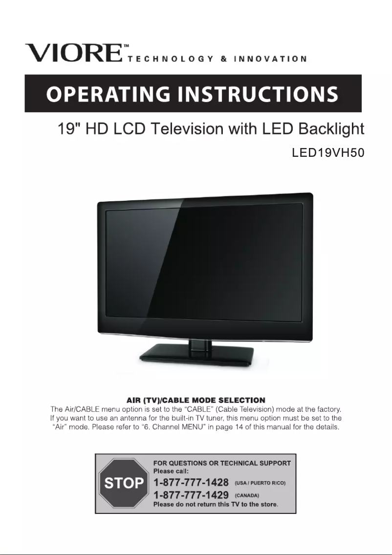 Page n°1 - Manuel utilisateur Viore LED19VH50