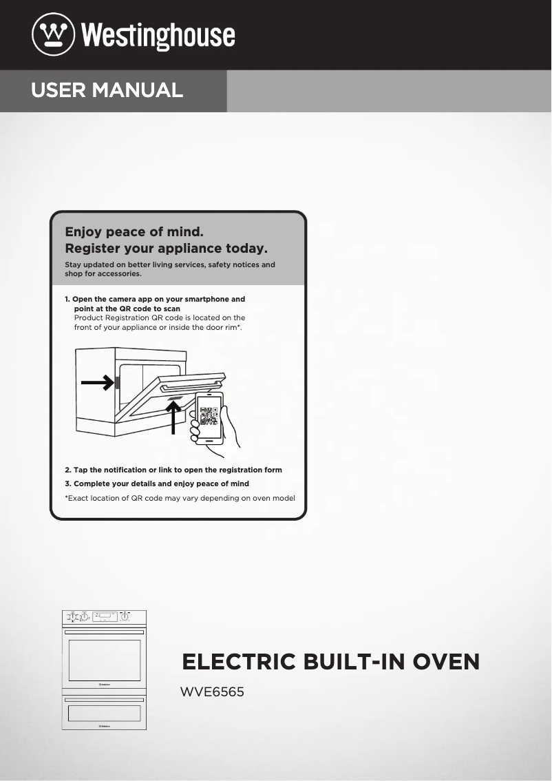 Page n°1 - Manuel utilisateur Westinghouse WVE6565WD