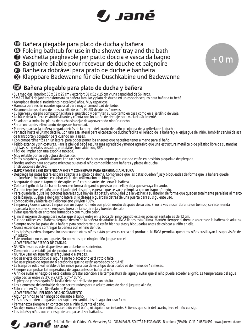 Page 1 de la notice Manuel utilisateur Jane Smart Bath