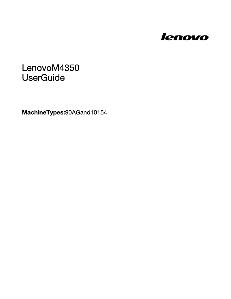 Page n°1 - Manuel utilisateur Lenovo ThinkCentre M4350