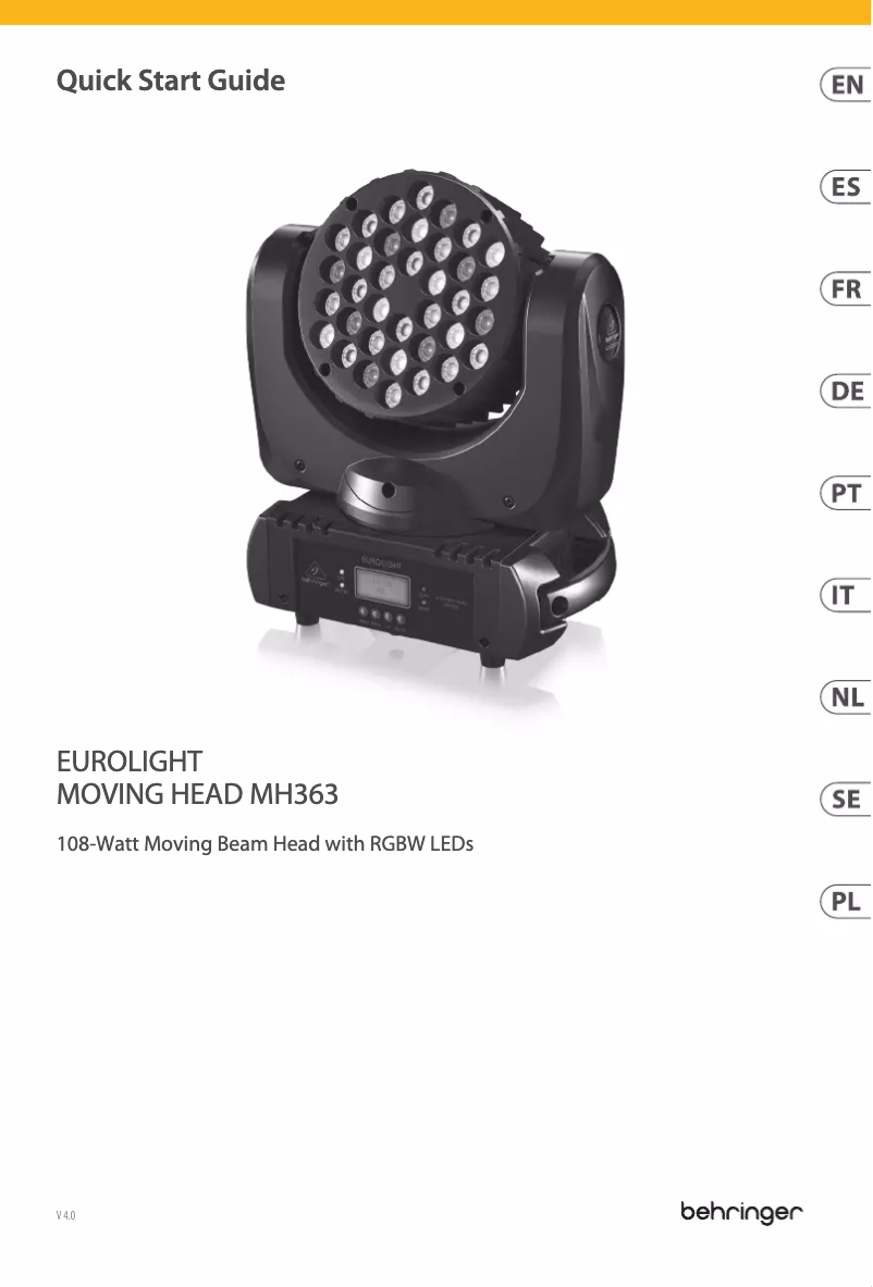 Image de la première page du manuel de l'appareil Eurolight Moving Head MH363