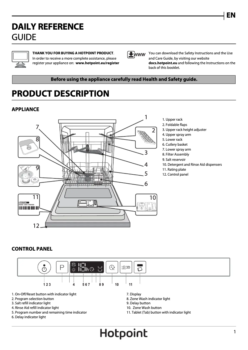 Page n°1 - Manuel utilisateur Hotpoint HIO 3C22 WS C UK