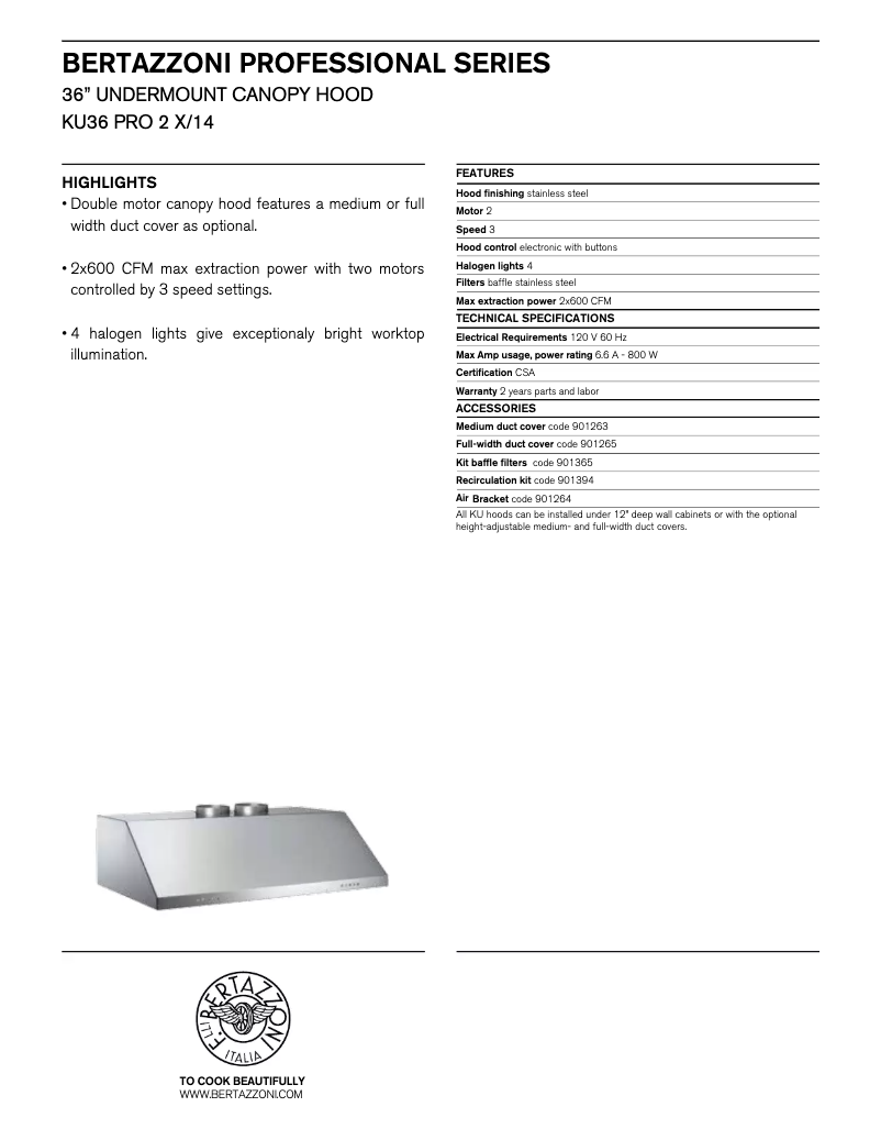 Image de la première page du manuel de l'appareil KU36PRO2X14