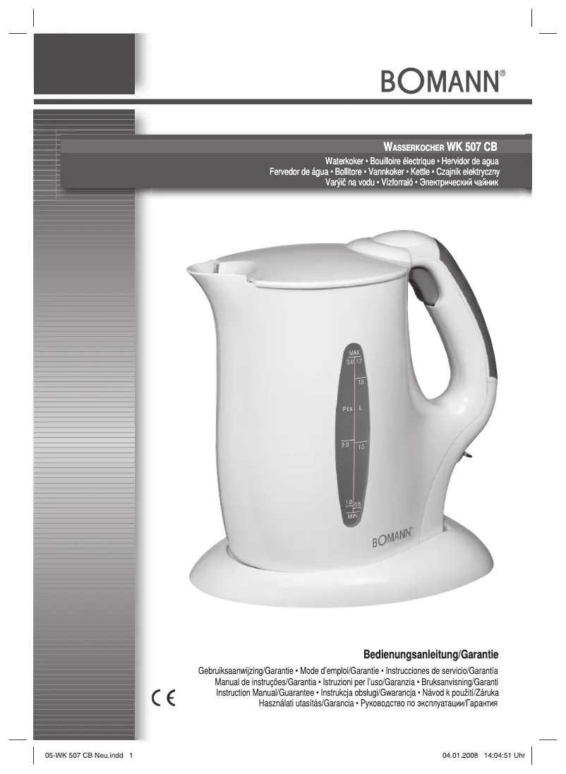 Page n°1 - Manuel utilisateur Bomann WK 507 CB