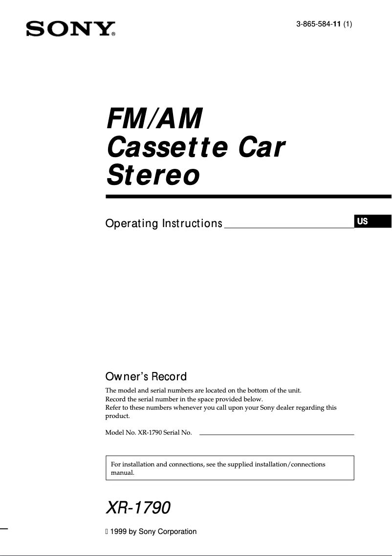 Page 1 de la notice Manuel utilisateur Sony XR-1790