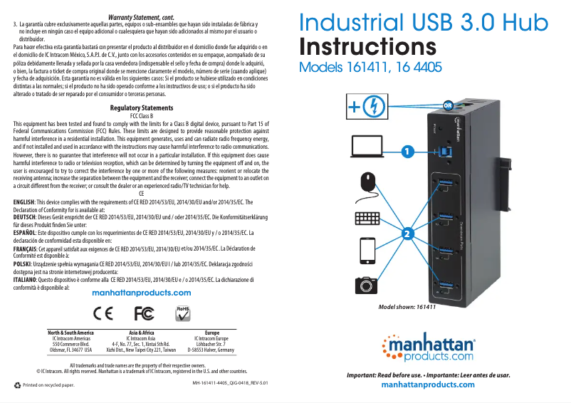 Page 1 de la notice Manuel utilisateur Manhattan 164405