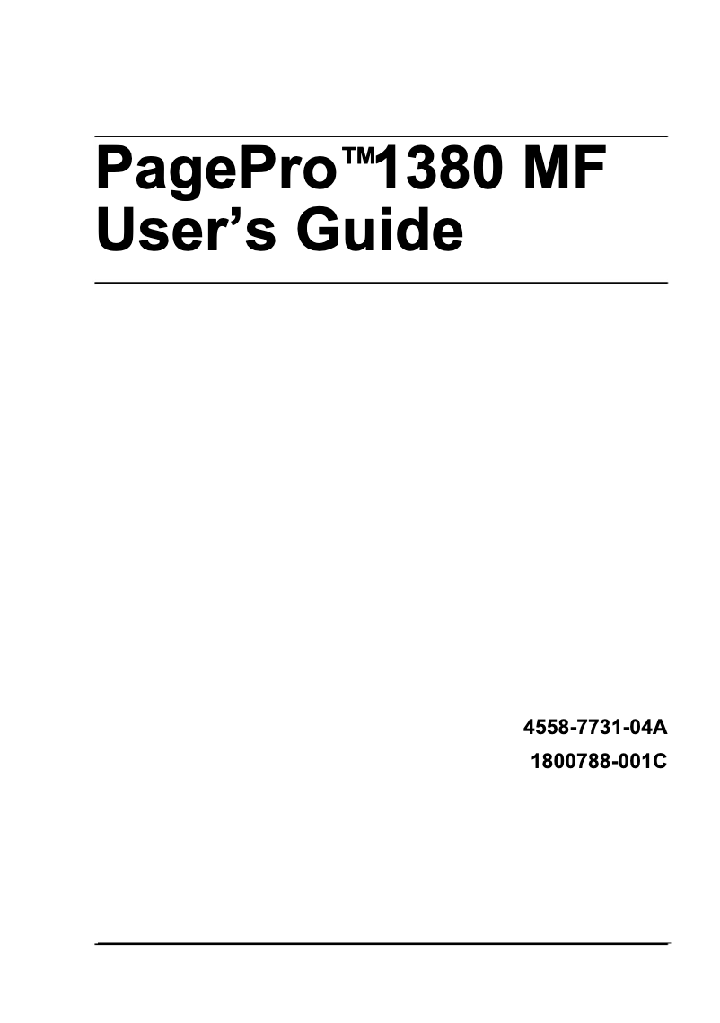 Page n°1 - Manuel utilisateur Konica Minolta PagePro 1380 MF