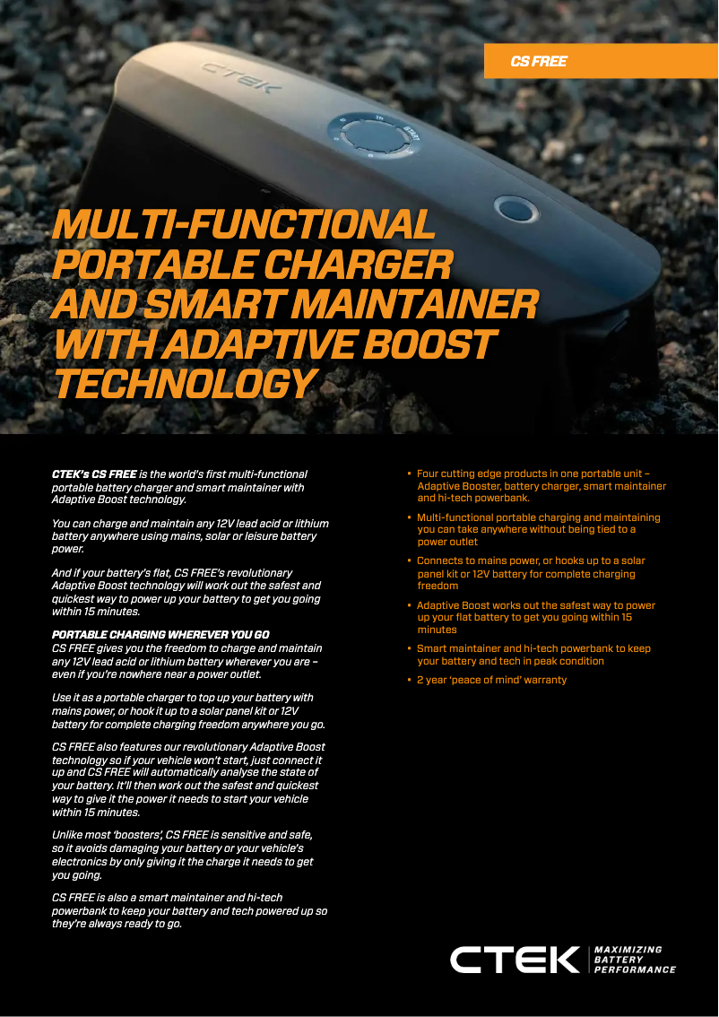 Image de la première page du manuel de l'appareil CS FREE