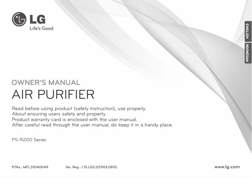 Page 1 de la notice Manuel utilisateur LG PS-R200WC