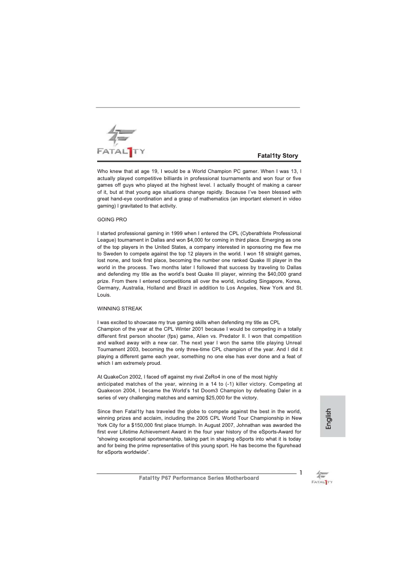 Página 1 del manual Manual de usuario Asrock Fatal1ty P67 Performance