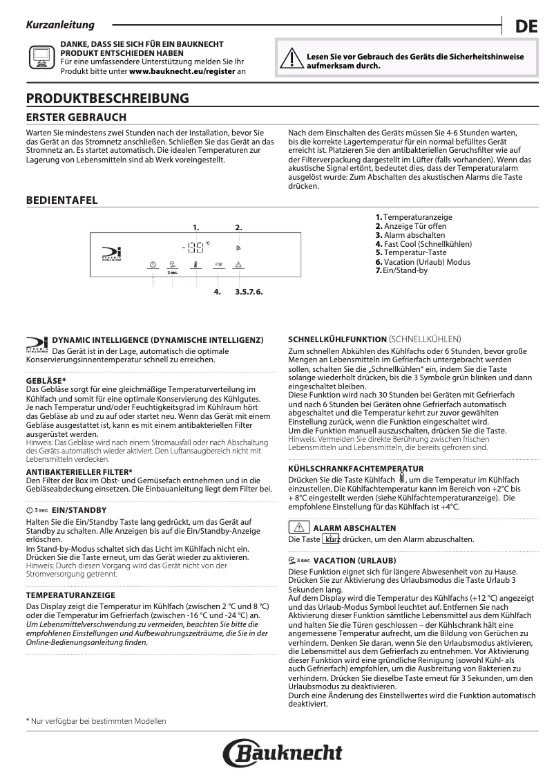 Image de la première page du manuel de l'appareil BKSI 18VF3