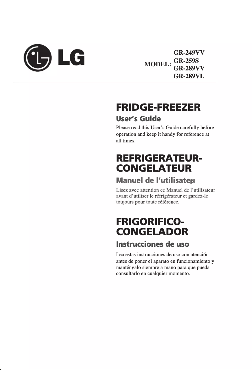Page n°1 - Manuel utilisateur LG GR-259S