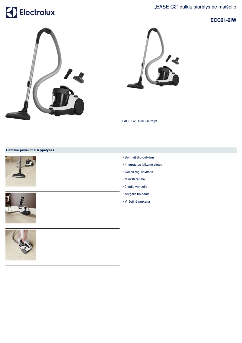 Page n°1 - Manuel utilisateur Electrolux Ease C2
