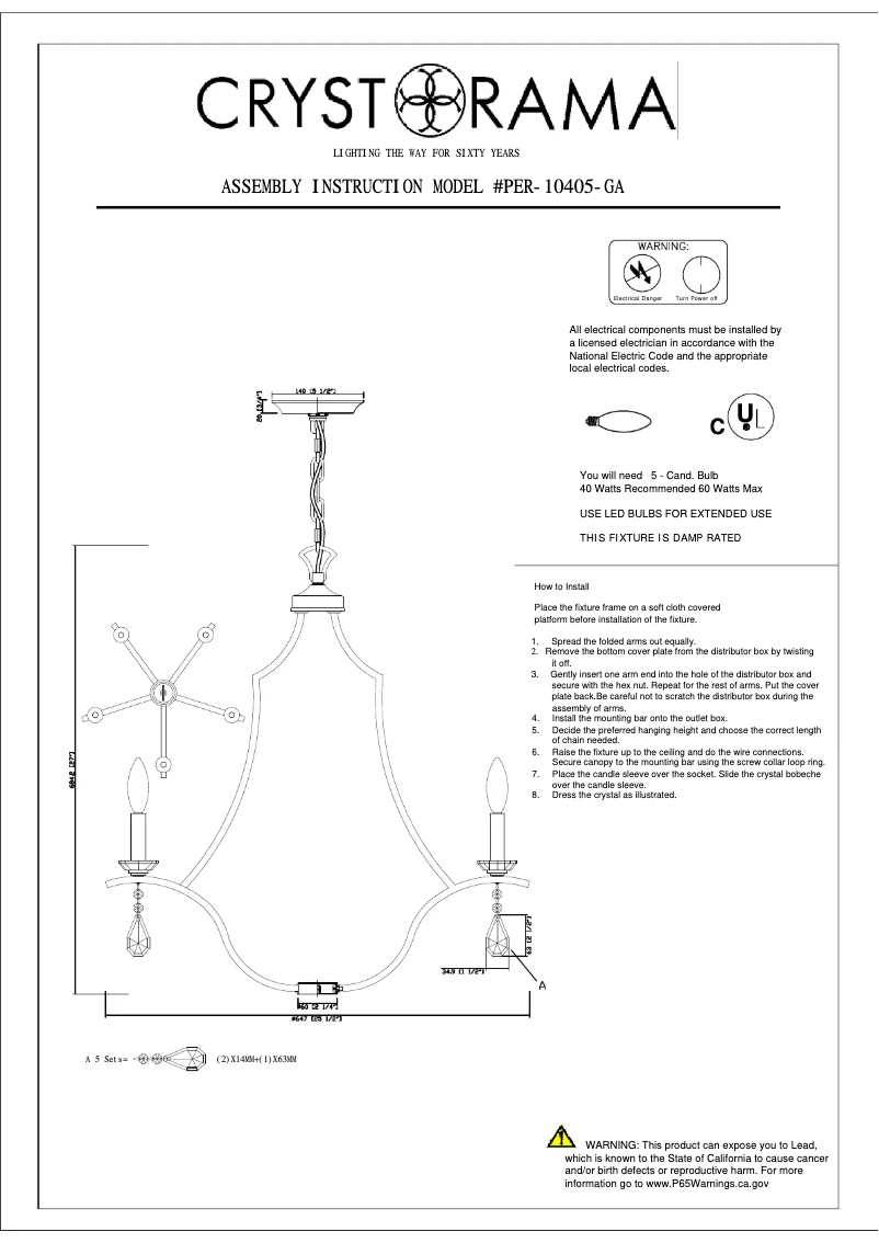 Page n°1 - Manuel utilisateur Crystorama Perry PER-10405-GA