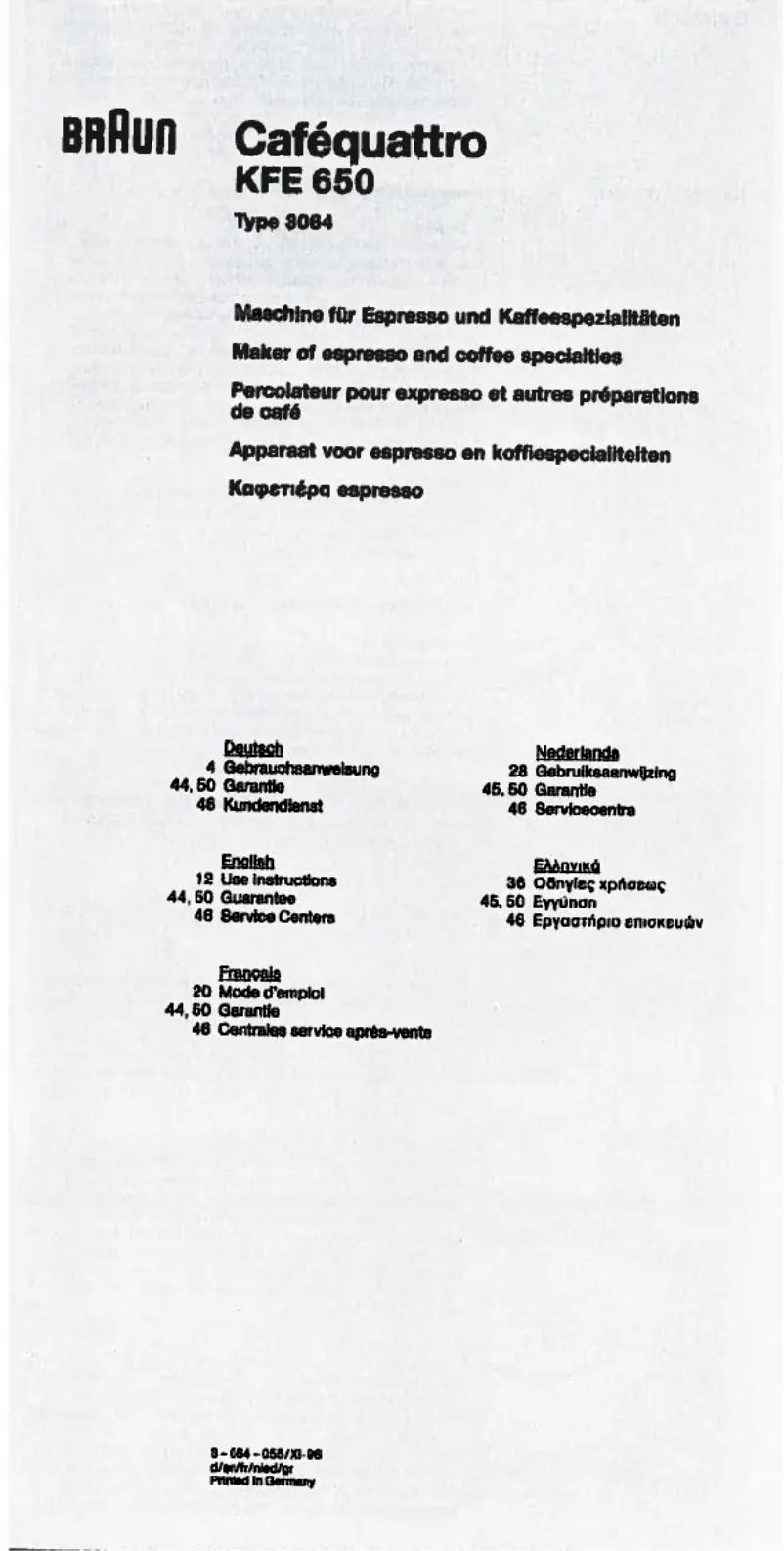 Page n°1 - Manuel utilisateur Braun KFE650