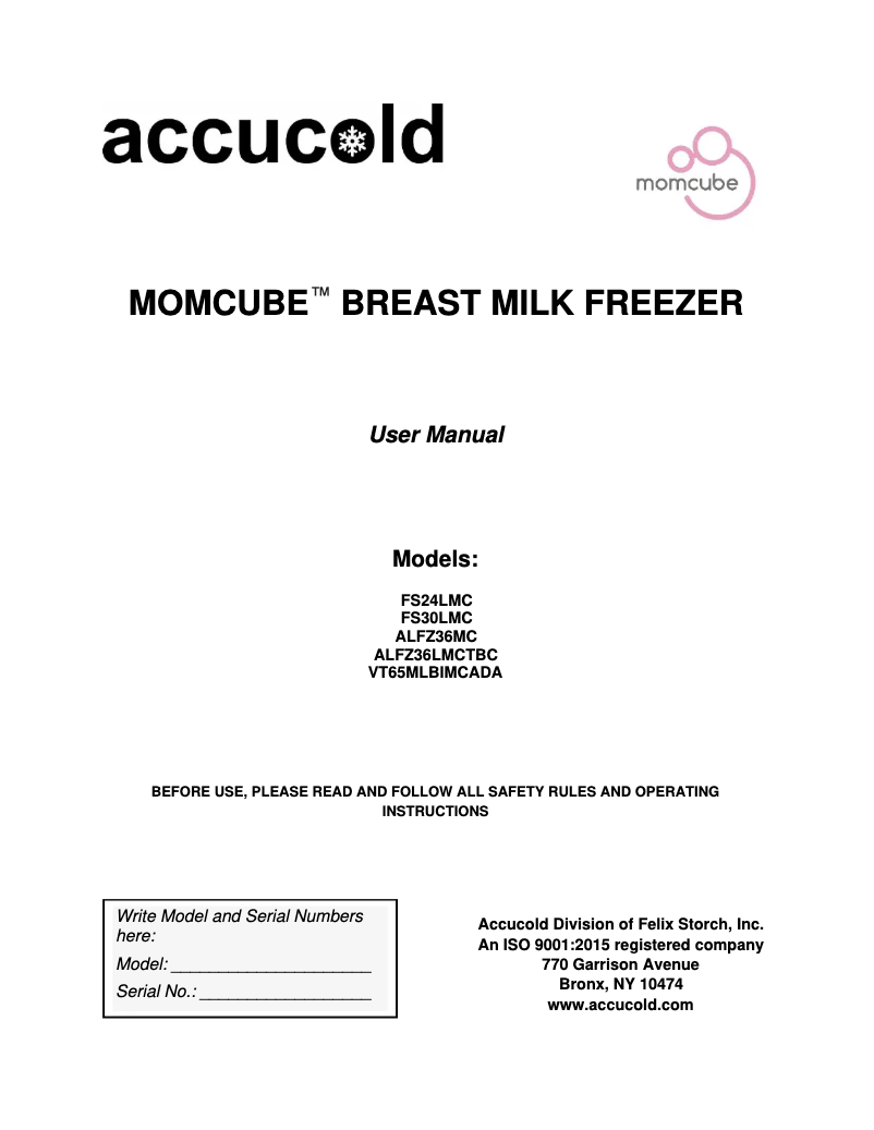 Image de la première page du manuel de l'appareil ALFZ36LMCTBC