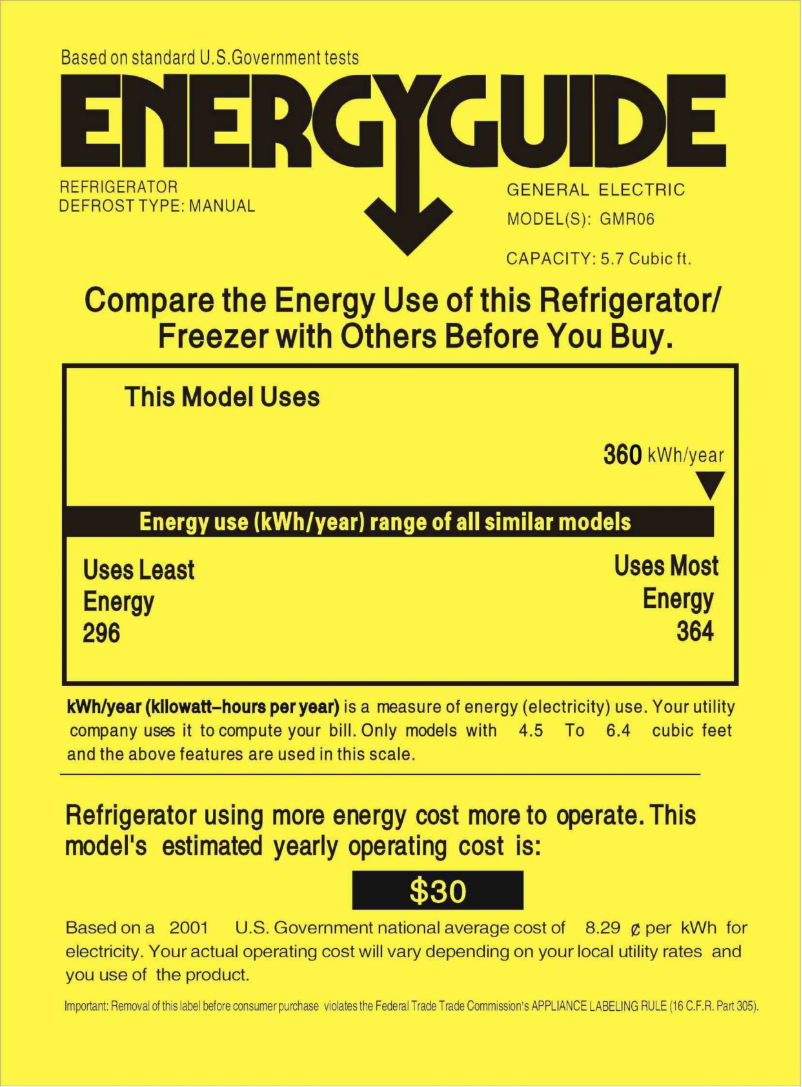 Image de la première page du manuel de l'appareil GMR06AAMWW