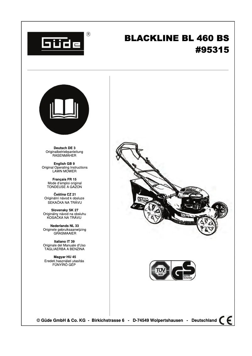 First page image of the manual for BL 460 BS Blackline Law