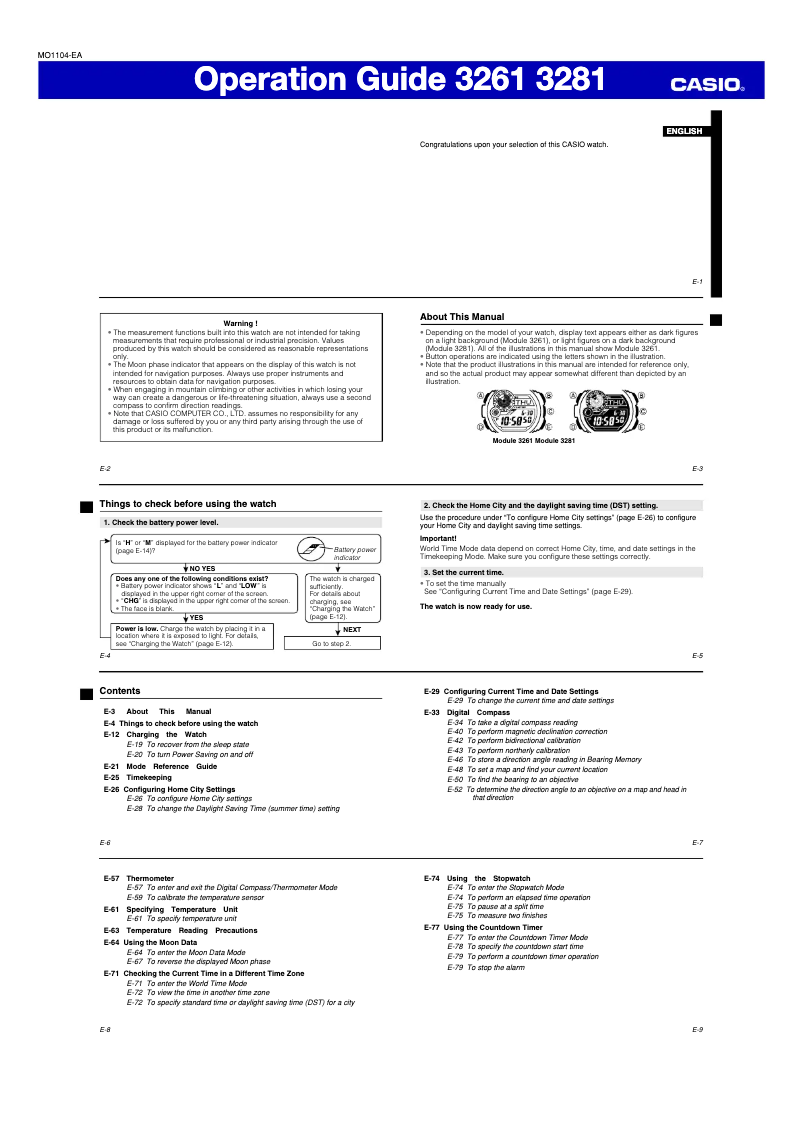 Page n°1 - Manuel utilisateur Casio G-Shock G9300-1 Mudman