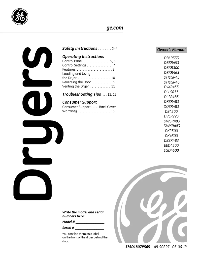 Image de la première page du manuel de l'appareil DBSR453EBCC