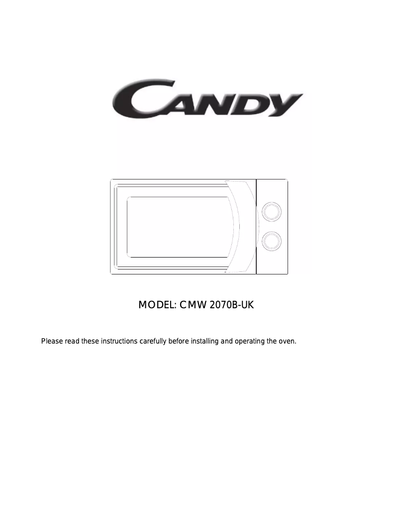 Page n°1 - Manuel utilisateur Candy CMW2070B