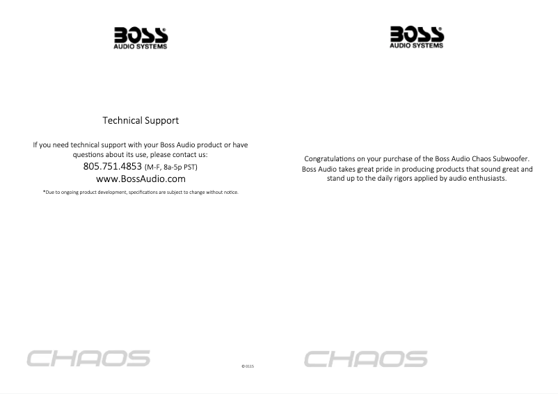Page n°1 - Manuel utilisateur Boss CH12DVC