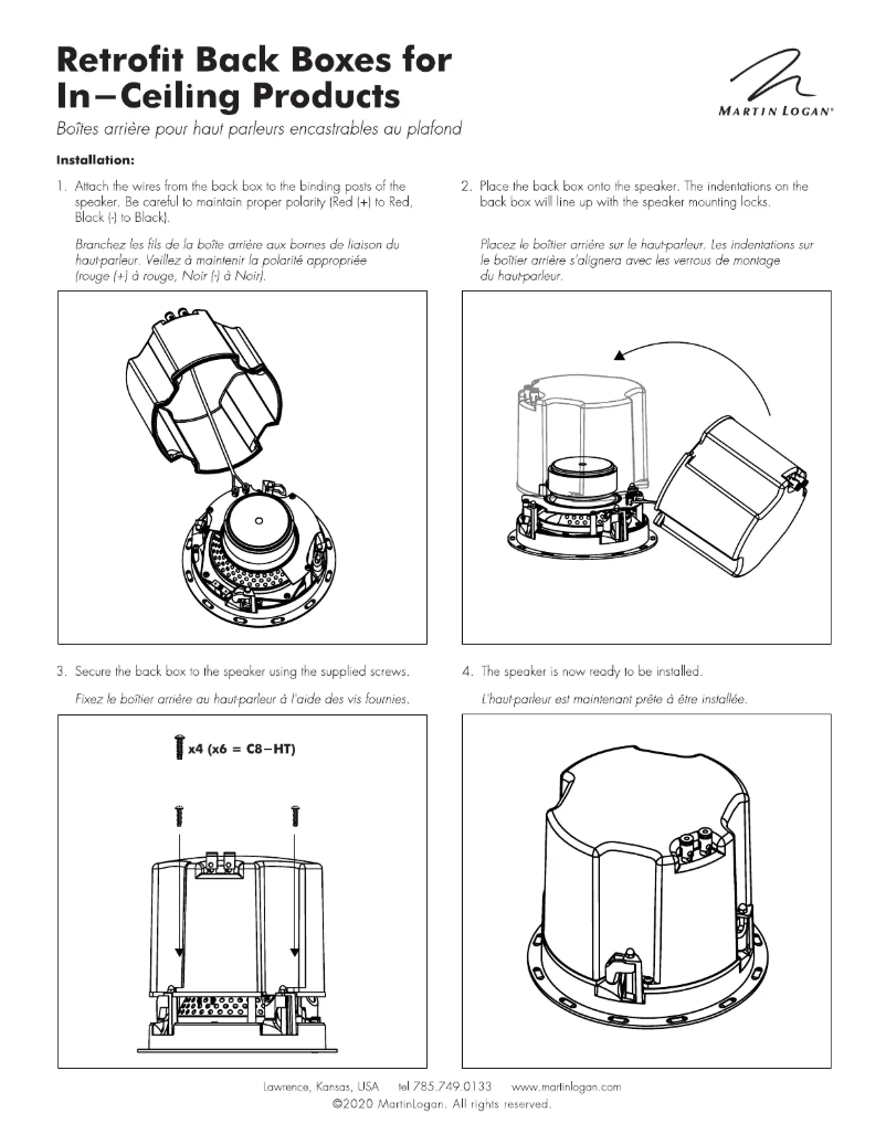 Page n°1 - Instructions / montage Martin Logan Motion XTC8-HT