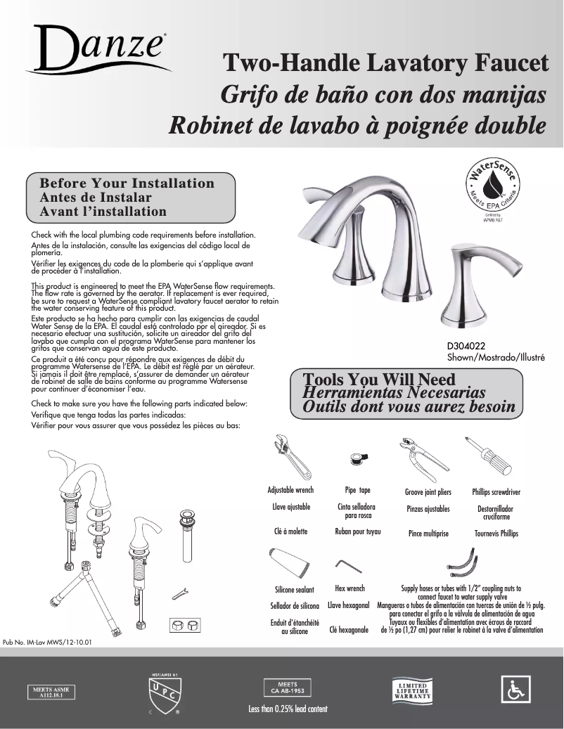 Página 1 del manual Manual de usuario Danze D304022