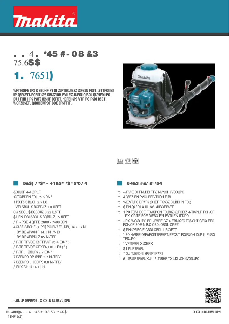 Page 1 de la notice Fiche technique Makita PM7651H