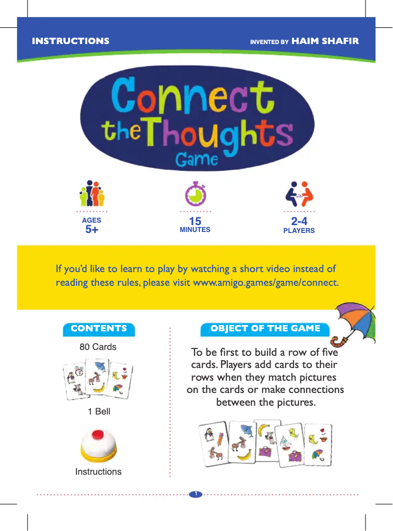 Page 1 de la notice Manuel utilisateur Amigo Connect the Thoughts