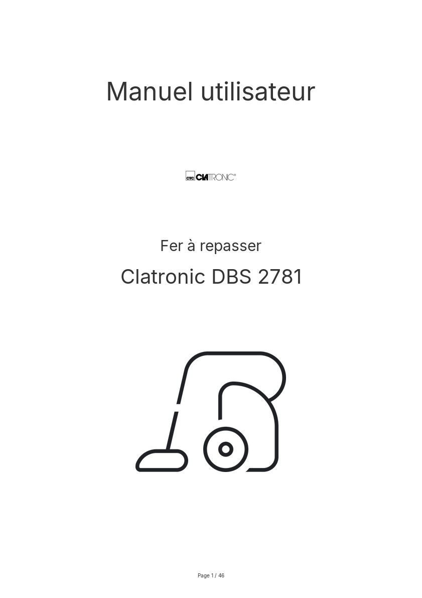 Page n°1 - Manuel utilisateur Clatronic DBS 2781