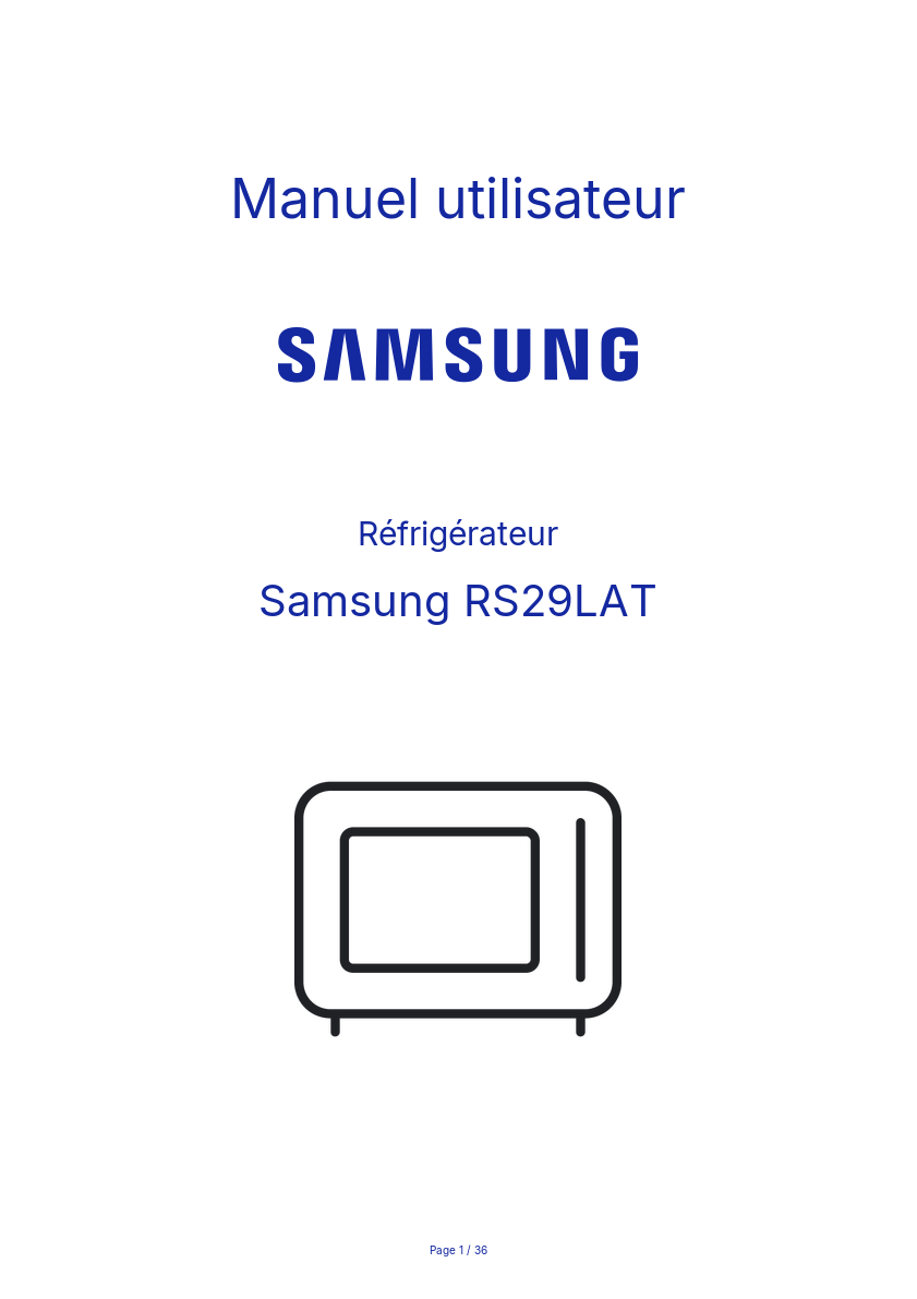 Page n°1 - Manuel utilisateur Samsung RS29LAT