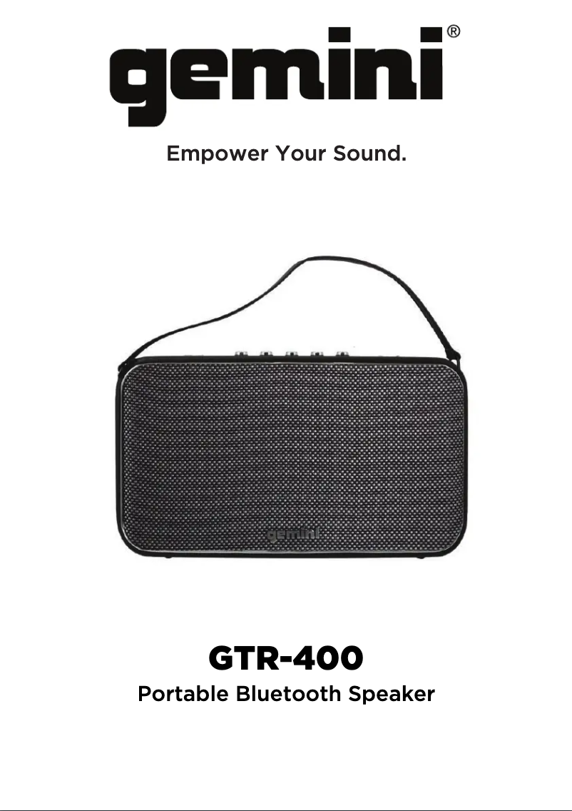 Image de la première page du manuel de l'appareil GTR-400