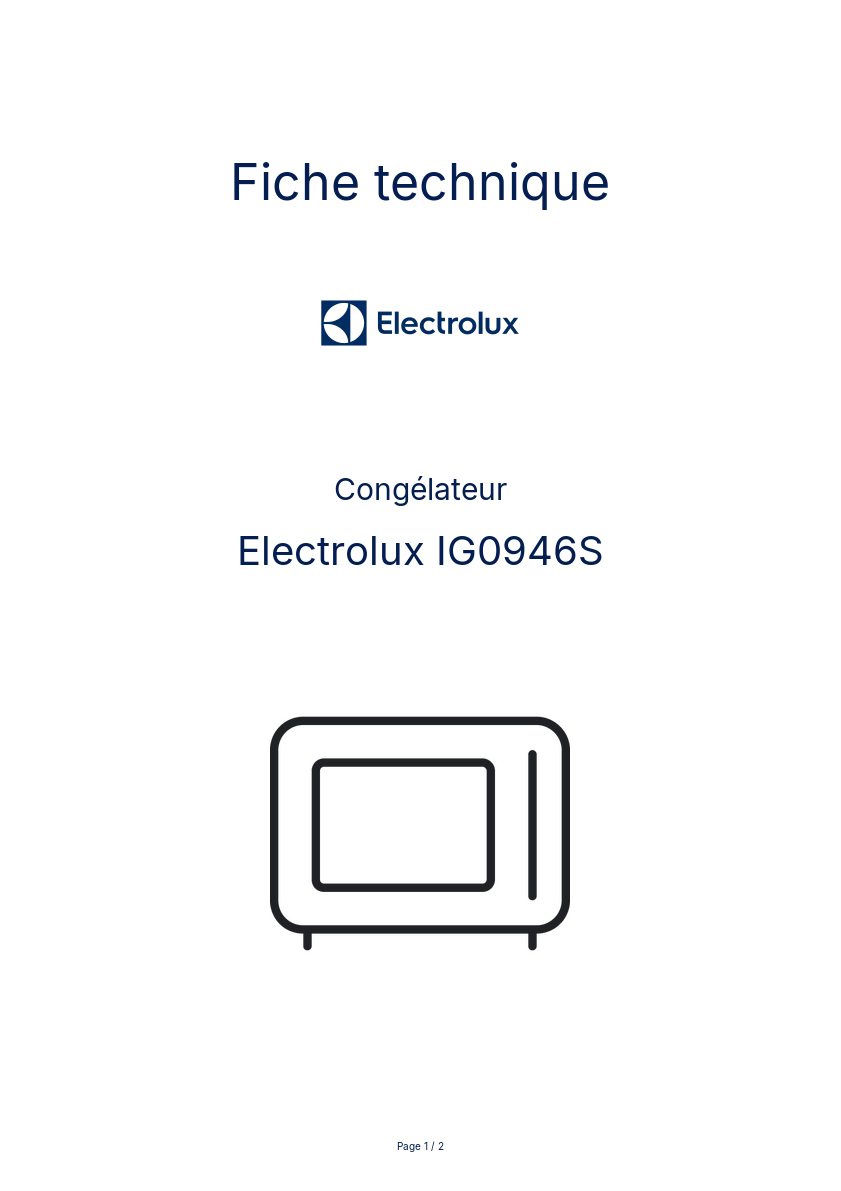 Image de la première page du manuel de l'appareil IG0946S