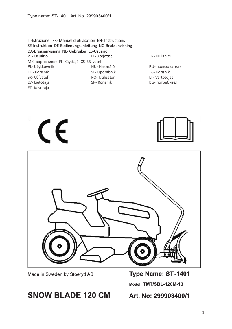 Page n°1 - Manuel utilisateur Stiga ST-1401