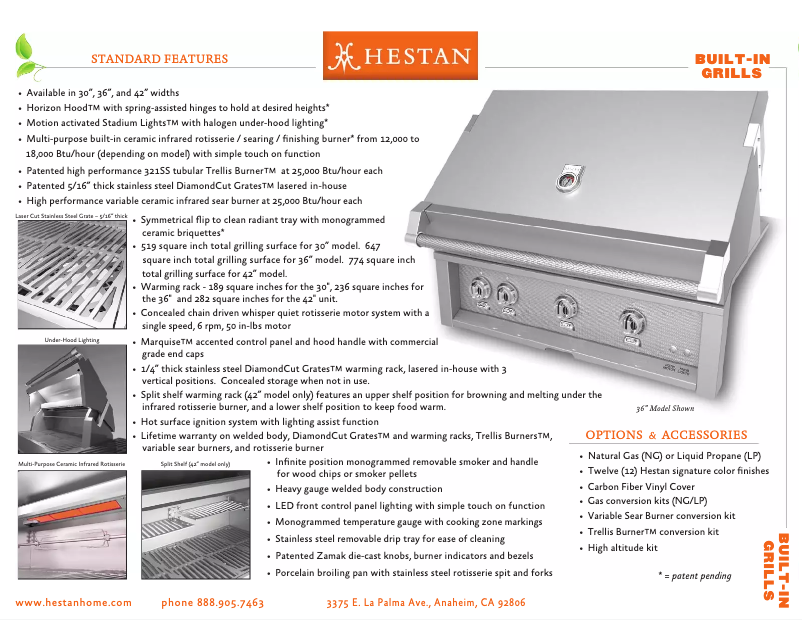 Page 1 de la notice Fiche technique Hestan GMBR42-NG-GR