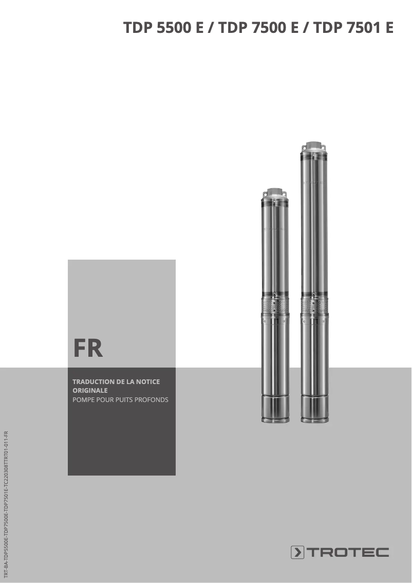 Page 1 de la notice Manuel utilisateur Trotec TDP 7500 E