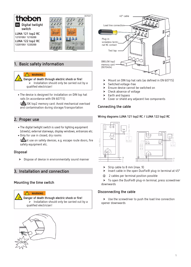 Página 1 del manual Manual de usuario Theben LUNA 121 top2 RC AL