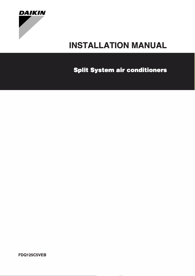 Page 1 de la notice Guide d'installation Daikin FDQ125C5VEB