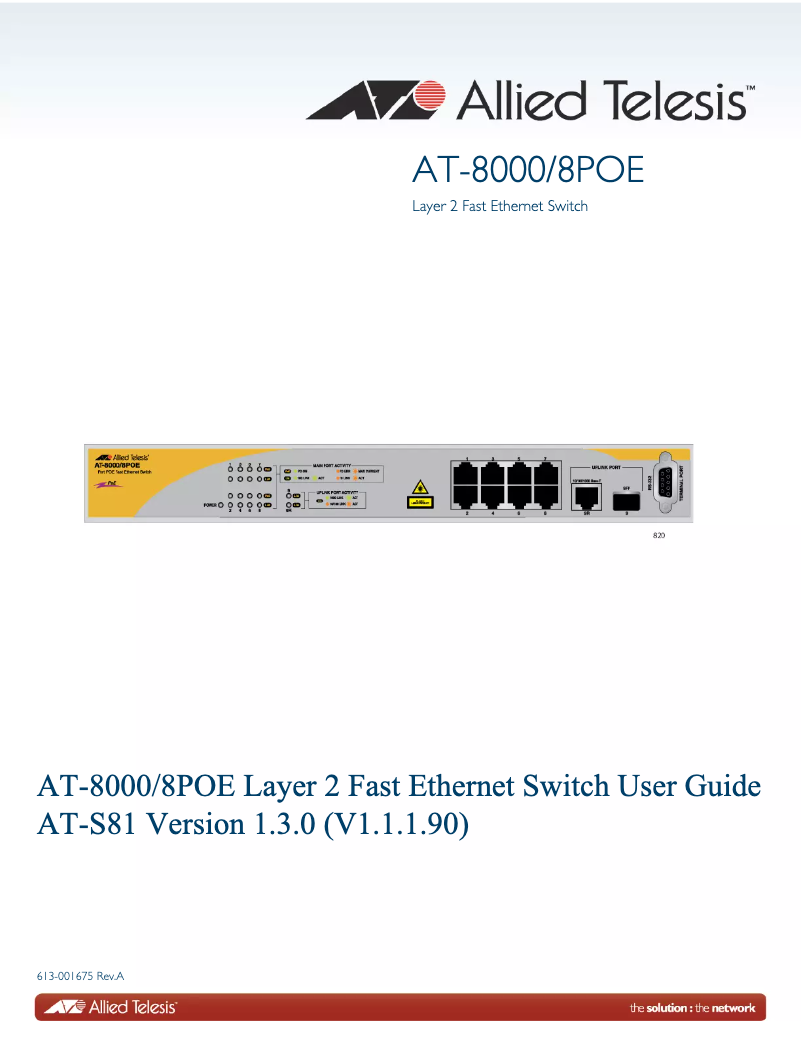 Page n°1 - Manuel utilisateur Allied Telesis AT-8000-8POE