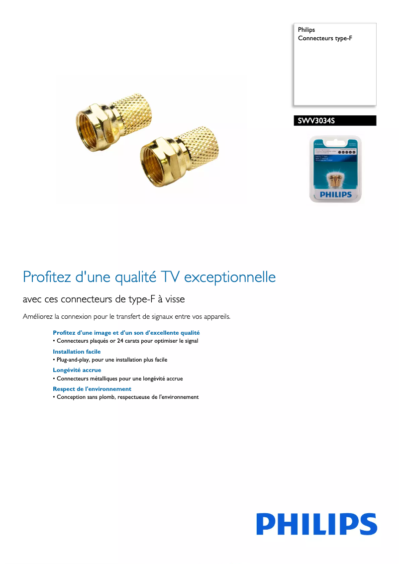 Page n°1 - Fiche technique Philips SWV3034S