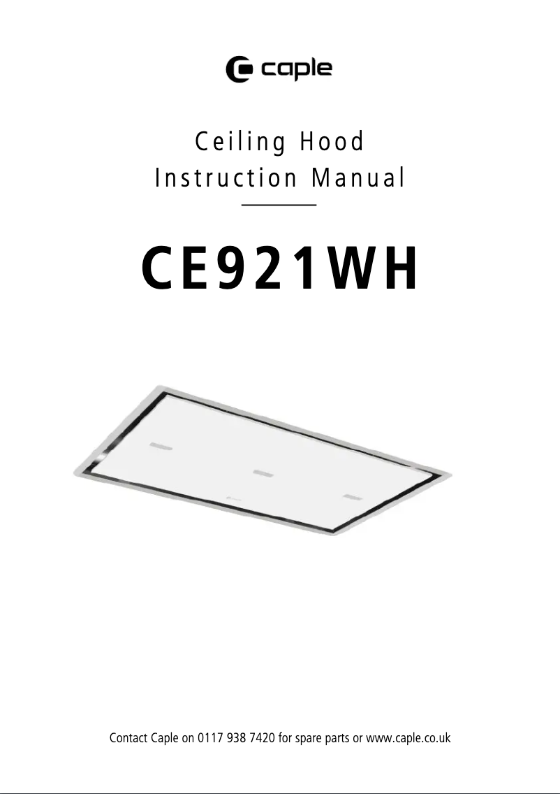 Page n°1 - Manuel utilisateur Caple CE921WH