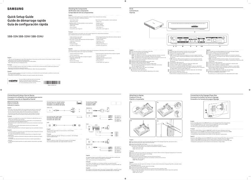 Página 1 del manual Guía de inicio rápido Samsung SBB-SSNU
