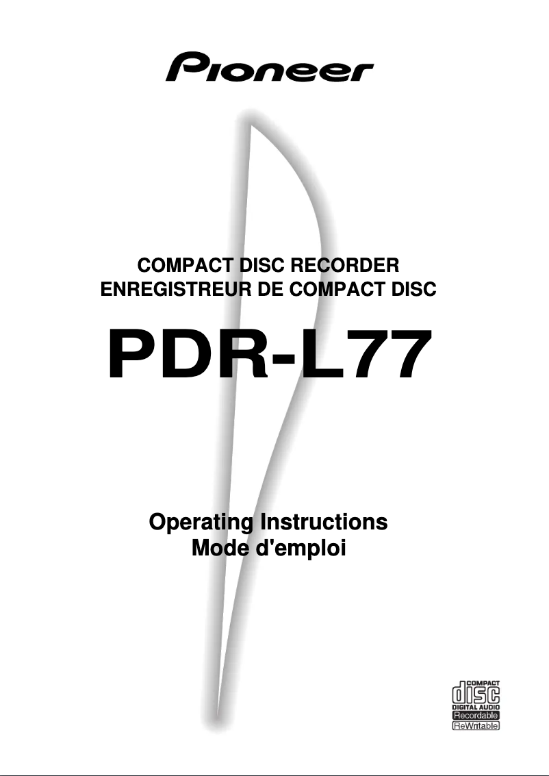 Page n°1 - Manuel utilisateur Pioneer PDR-L77