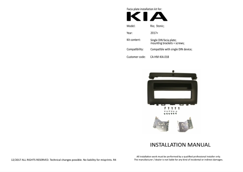 Page 1 de la notice Manuel utilisateur Pioneer CA-HM-KIA.018