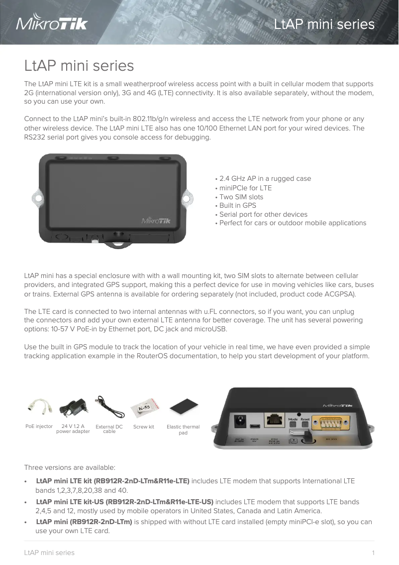 Image de la première page du manuel de l'appareil LtAP mini